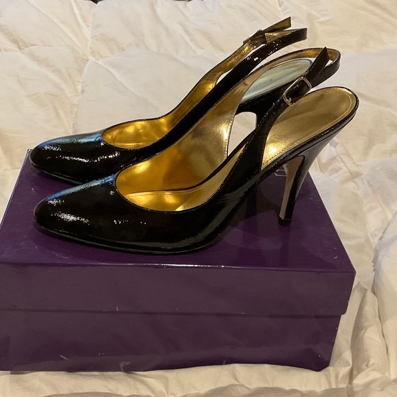 9M Enzo Angiolini Shiny Pantent Leather Slingback Heels - Picture 4 of 9